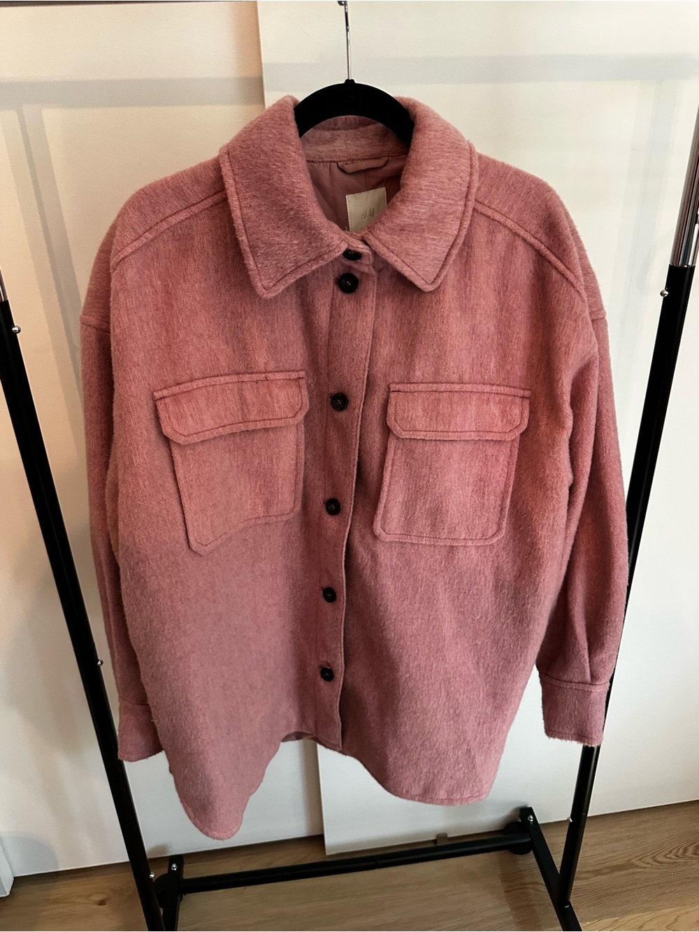 H&M Rose Pink Oversized Button-Up Shacket